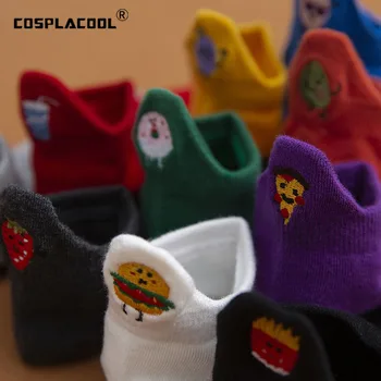 

Harajuku Skarpetki Funny Ankle Socks Embroidery Food Pizza Avocado Strawberry Hamburger Cute Socks Women Divertidos Chaussette