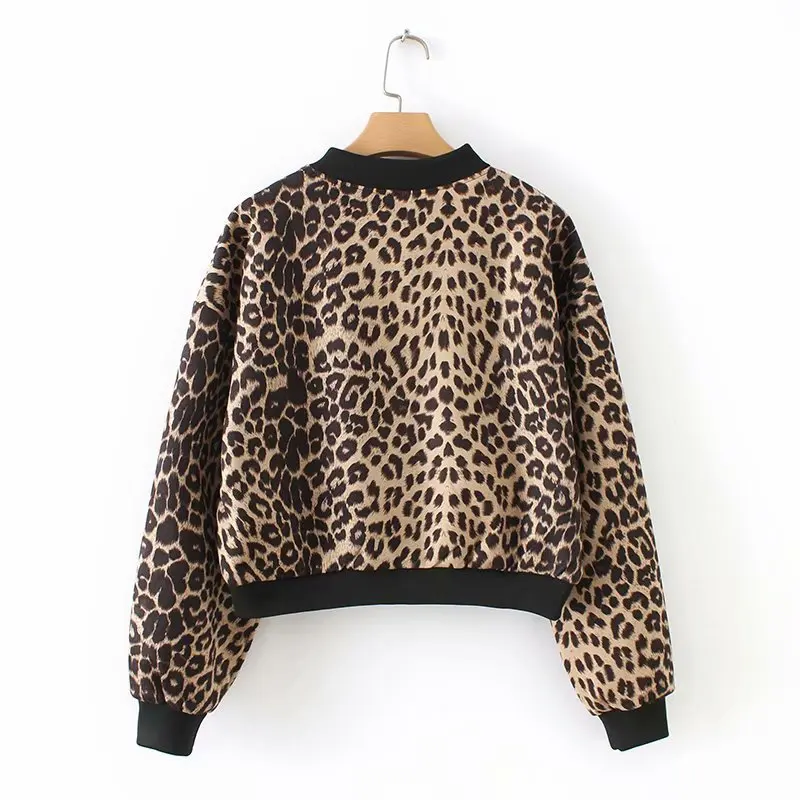 

Autumn And Winter New Style Europe And America WOMEN'S Dress-Style Suede Leopord Pattern Printed Zipper Jacket W2833