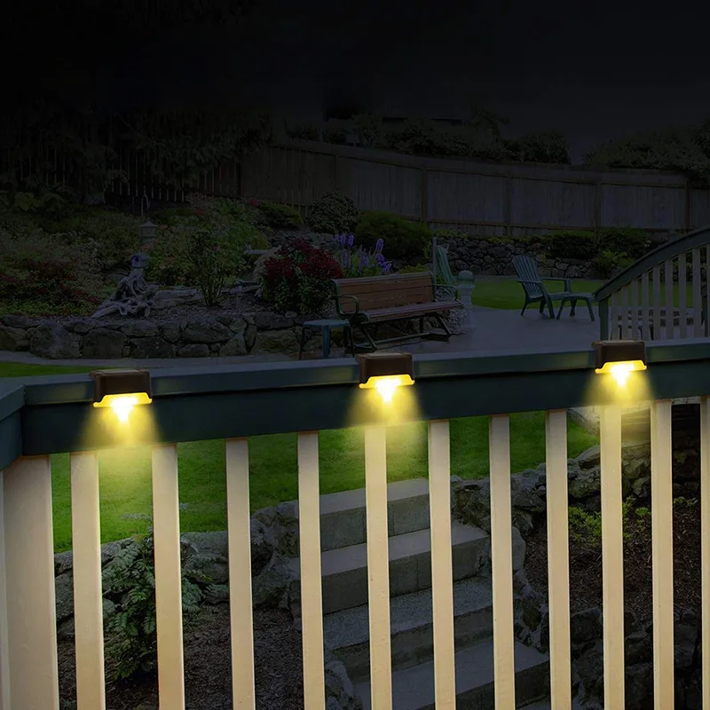 solar powered led lights LED Solar Lamp Path Stair Outdoor Waterproof Wall Light Garden Landscape Step Deck Lights Balcony Fence Lights Yard Decoration brightest outdoor solar lights