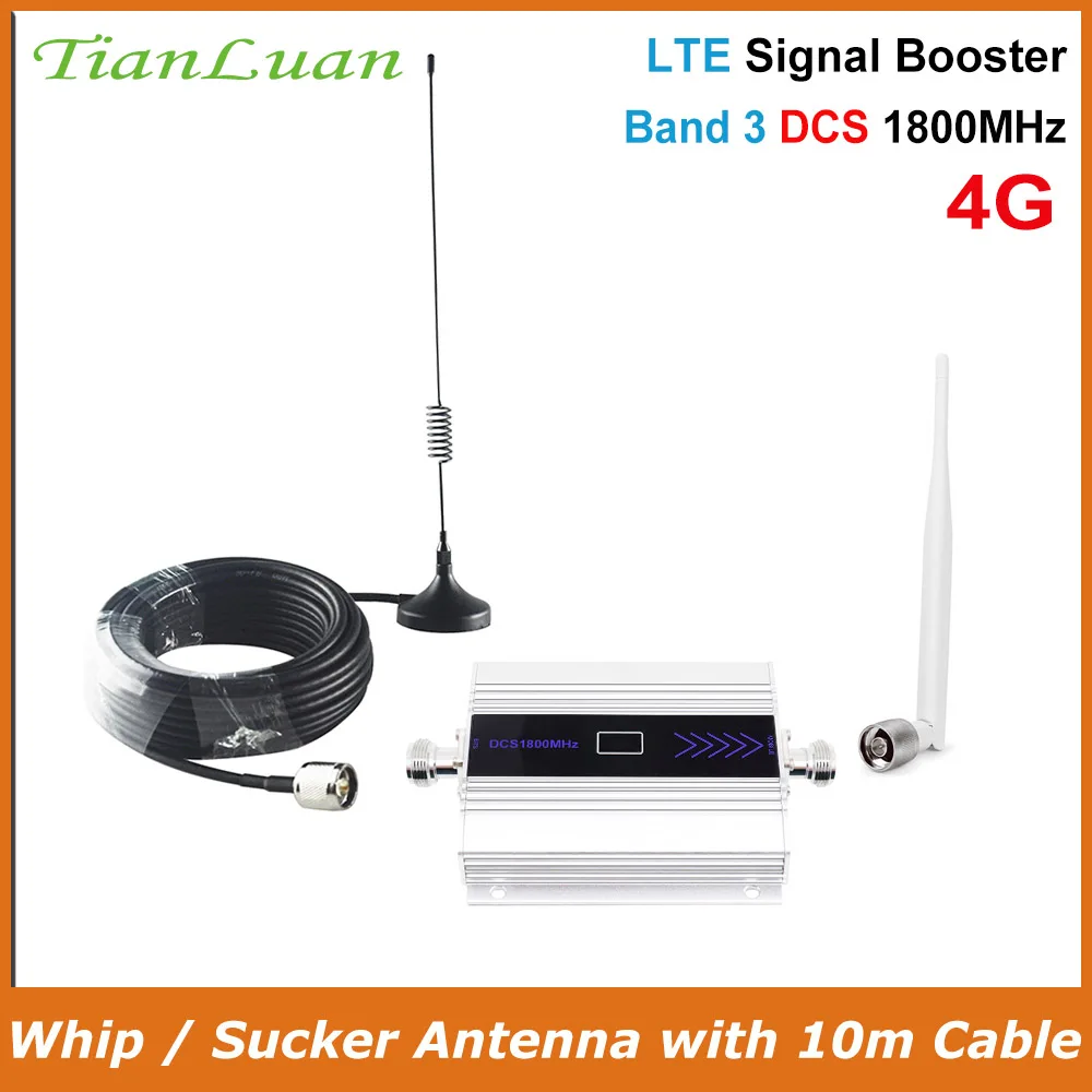TianLuan 2G DCS 1800 MHz усилитель сигнала мобильного телефона 4G 1800 MHz ретранслятор сигнала Усилитель сотового телефона с хлыстом/присоской антенной