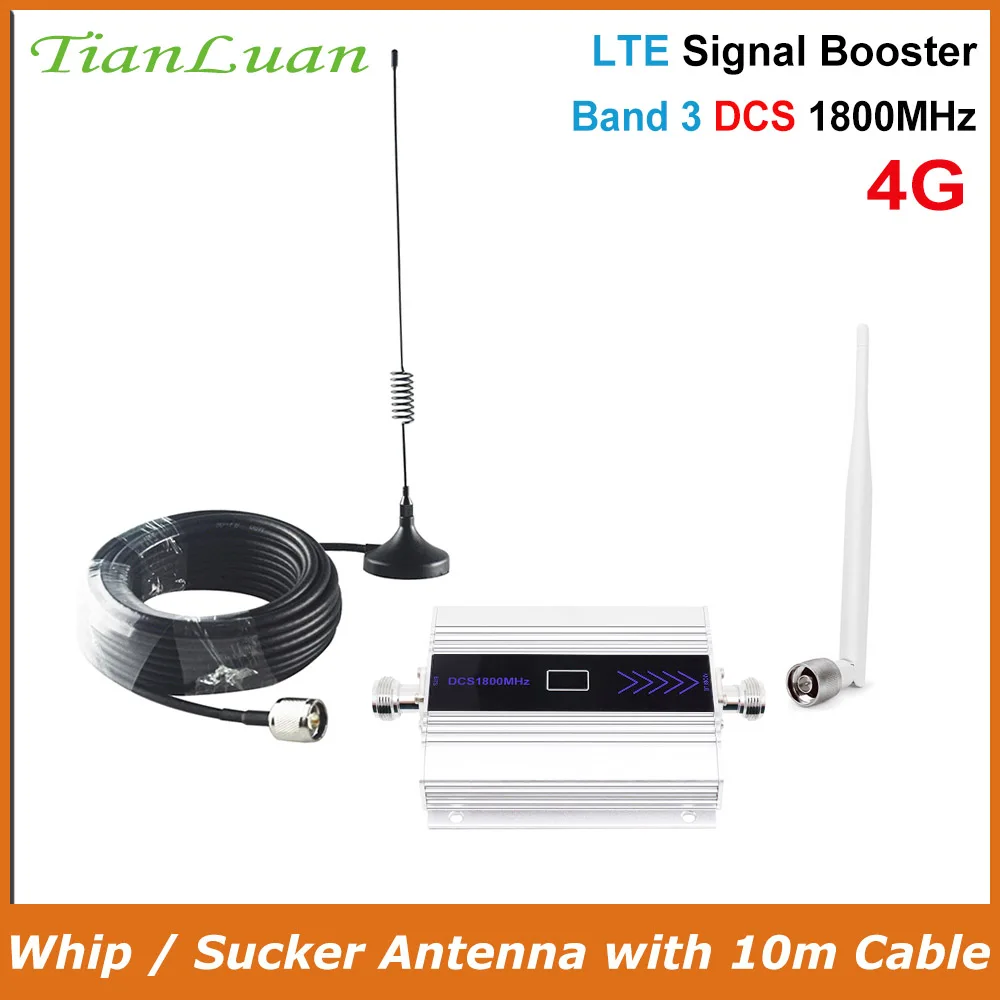 

TianLuan 4G Mobile Phone Signal Booster Repeater 1800Mhz Cellular LTE Booster DCS 1800 with Whip / Sucker Antenna