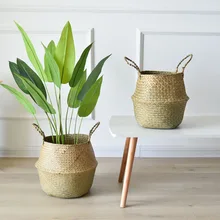 

Gardening Supplies Nordic Hand-woven Flower Pots Home Plant Bamboo Baskets Floor-to-ceiling Folding Storage Garden Decoration