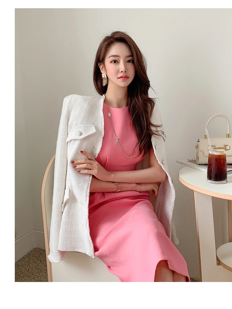 Summer Office Lady Casual Wear Dress Women Solid Formal Slim Dress Female Bodycon Slevessless Vestdios
