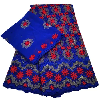 

Hot sale hollowed design white-red color pattern Dress Fabric YCS1 Fast delivery 5+2 yards good quality Swiss Voile Lace Fabric