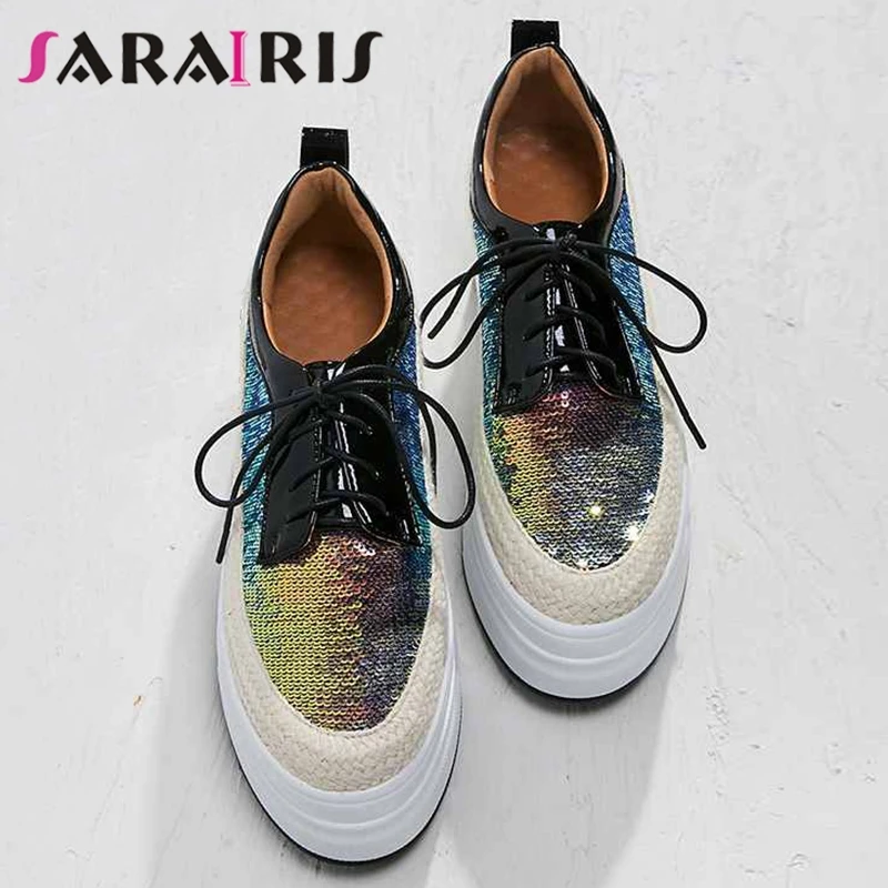 

DORATASIA 2020 Spring New INS Hot Ladies Sequined Sneakers Women 2020 Comfort Colorful Flat platform Shoes Woman