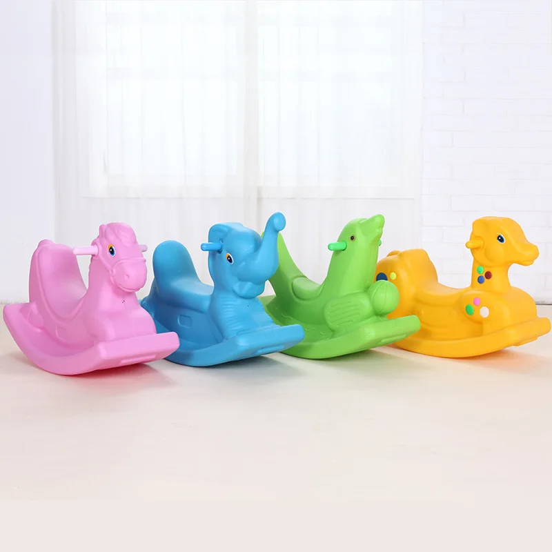 

[Optimal Squeak] Manufacturers Direct Selling Kindergarten Monochrome One-piece Baby Plastic Rocking Horse Children Trojan a Gen