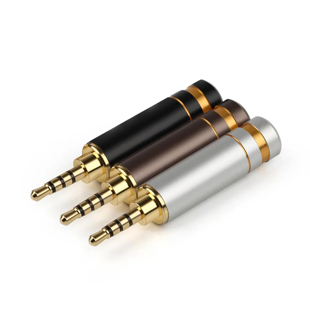 10PCS Earphone Jack 2 5mm Audio Connector 4 pole Copper Gold Rhodium Plating Headphone Solder Adapter 2 5mm Balanced Cable