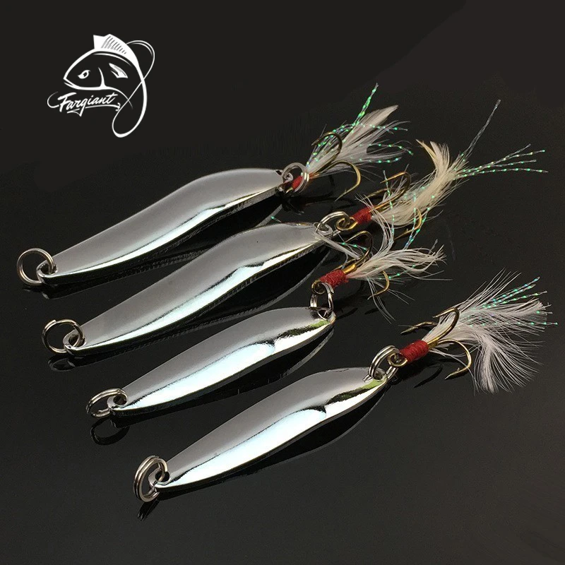 

FARGIANT 1 Piece Silver Spinner Spoon Fish Hook Lure Bait For Bass Trout 5 7 10 13 18 21g