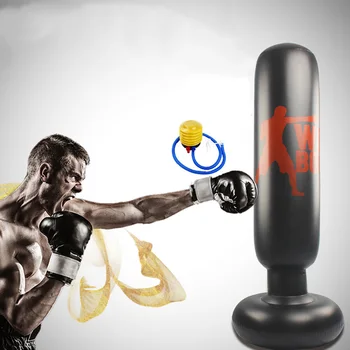 

1 Pc 160cm Inflatable Fitness Boxing Post PVC Thickened Vertical Tumbler Boxing Post Boxing Wide Bottom Sandbag Equipment