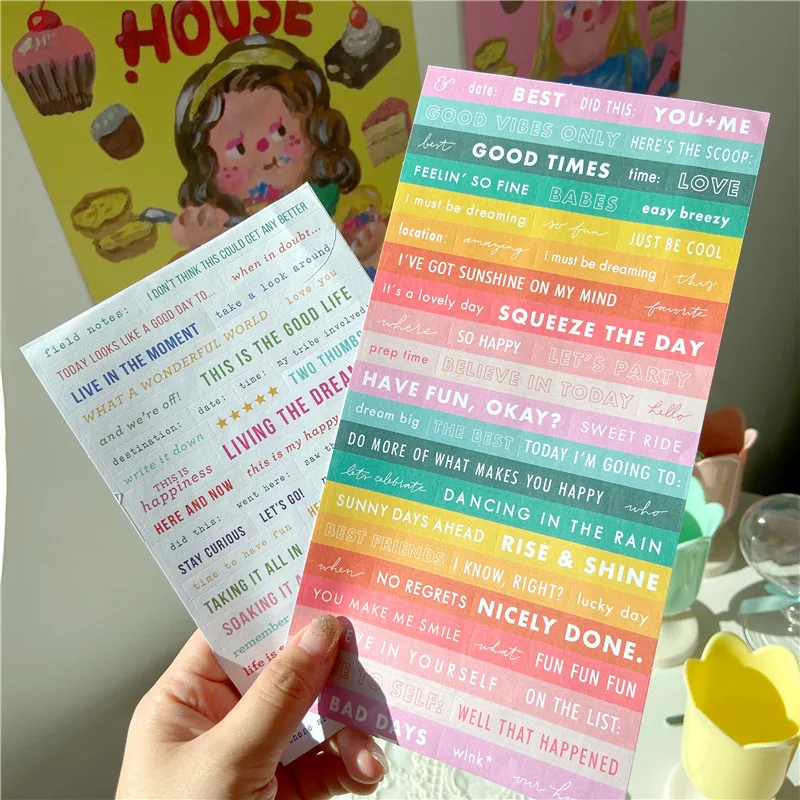 2 листа/уп наклейки для ногтей комплект Творческий английский цветной