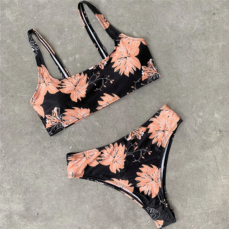 Floral Swimsuit Women Split Swimwear High Waist Bikinis Female Bathing Suits Print Swimsuit Summer Women Biquini Swimming Suit Floral Swimsuit Women Split Swimwear High Waist Bikinis Female Bathing Suits Print Swimsuit Summer Women Biquini Swimming Suit