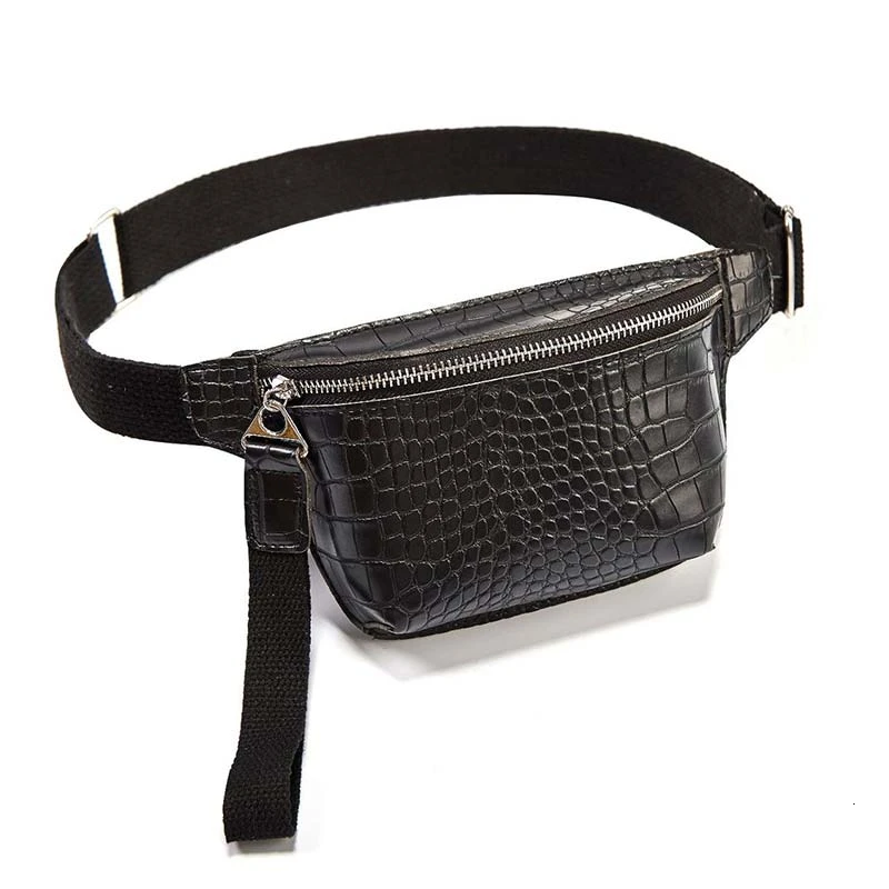 Herald модная женская сумка с узором «крокодиловая кожа», сумка-мессенджер, нагрудная сумка, поясная сумка на пояс, клатч, Женская поясная сумка, сумка через плечо - Цвет: Черный
