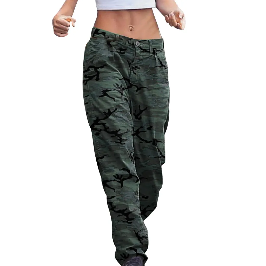 Женские свободные брюки размера плюс с камуфляжным принтом, пуговицами, карманами на молнии, новые модные женские повседневные штаны в стиле хип-хоп z0909