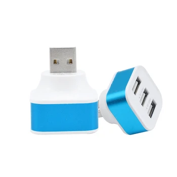 

Portable USB2.0 HUB High Speed 3 PortsS Phone Splitter Adapters Rotatable Plug Portable Aluminium Alloy+AB Random Color