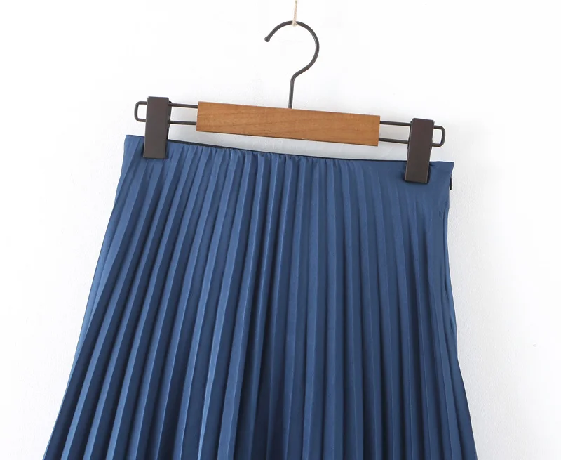 Модная женская юбка миди, осень, Стильная однотонная плиссированная ...