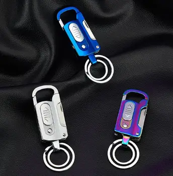 

Multi-function key chain charge lighter belt unseal knife bottle open file torch pendant lighter
