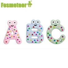 Fosmeteor – anneau de dentition en Silicone pour bébé, petite tige de qualité alimentaire, dents de dessin animé, lettre animaux, nouvelle collection 