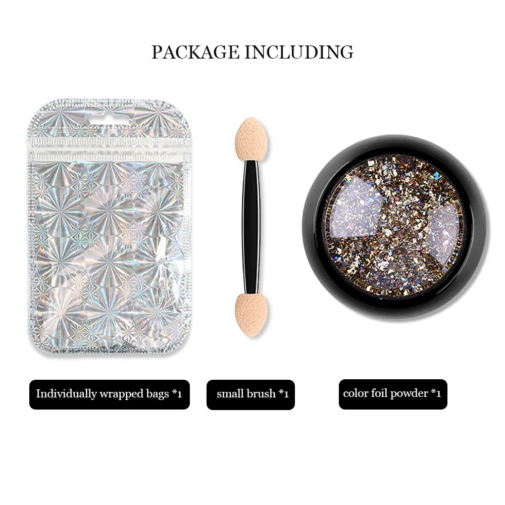 

1 Set 9g Nail Art 3D Laser Powder Nail Glitter Sequins Flakes UV Gel Polish Color Foil Powder Decorations Nail Art Accessories