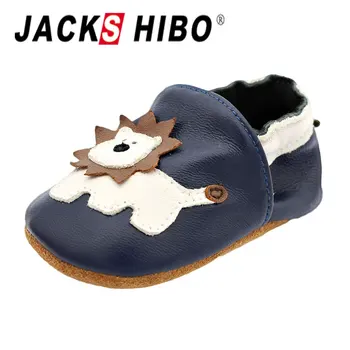

Jackshibo Baby First Walking Shoes Boys Crawling Shoes Girls Soft Leather Toddler Baby Slippers Non-Slip Suede Sole 0-24 Months