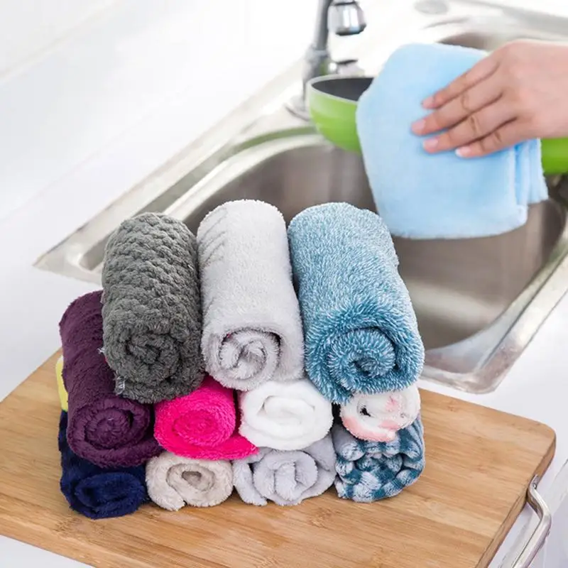 1Pcs Super Absorbent Microfiber Kitchen Dish Cloth Kitchen Cleaning