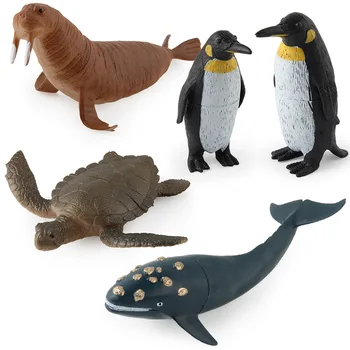 

2020 New arrival Children's cognitive toy model marine life model Right whale turtle seal penguin model toy for child gift