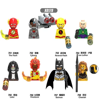 

Superhero Series The Flash Bruce Wayne Action Figures Cyborg Lobo Building Blocks Doll Kids Toys Assembled Bricks Gift X0178