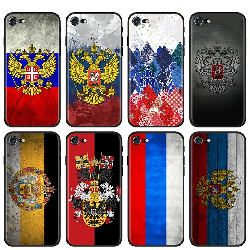 

Phone Case for iPhone 11 7 8 XR SE 2020 X XS MAX 11 Pro Max 5 5s 6 6s 7 8 Plus Soft Cover Russia Flag eagle Flag TPU Cases