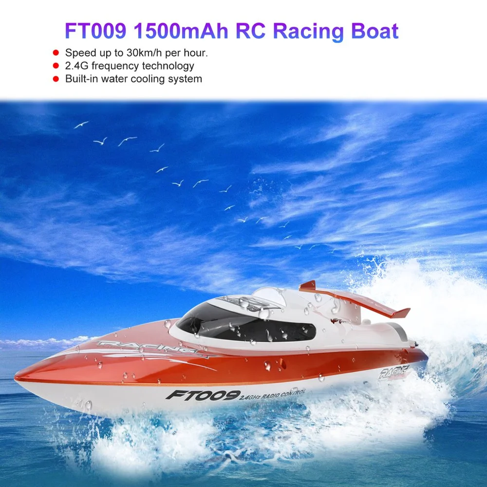 Feilun FT009 2,4G 4CH водяное охлаждение RC гоночный катер скорость 30 км/ч Электрический радиоуправляемый катер детский игрушечный пульт дистанционного управления лодки для детей - Цвет: Orange