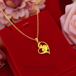 Classic Love Heart Apple Shaped 24k Yellow Gold Rose Rings for Women Engagement Wedding Birthday Fine Opening Jewelry Ring Gift