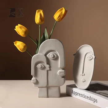 

Nordic INS simple creative ceramic vase dry flower art face florist living room home decoration display vases