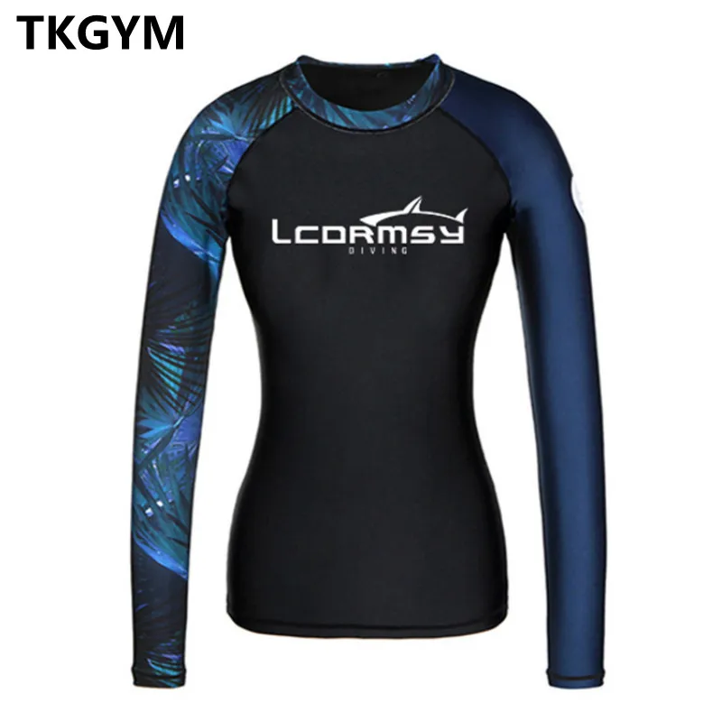 Women Floral Printed Rashgaurd Wetsuits Surf Shirts Beach Swimwear Long Sleeve Sun Protection UPF50+ Snorkel Swimsuits 2 Piece