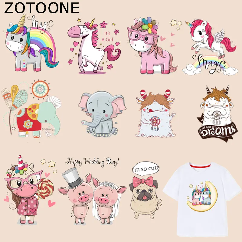 ZOTOONE милые животные нашивки в форме единорога наклейки с изображением слонов