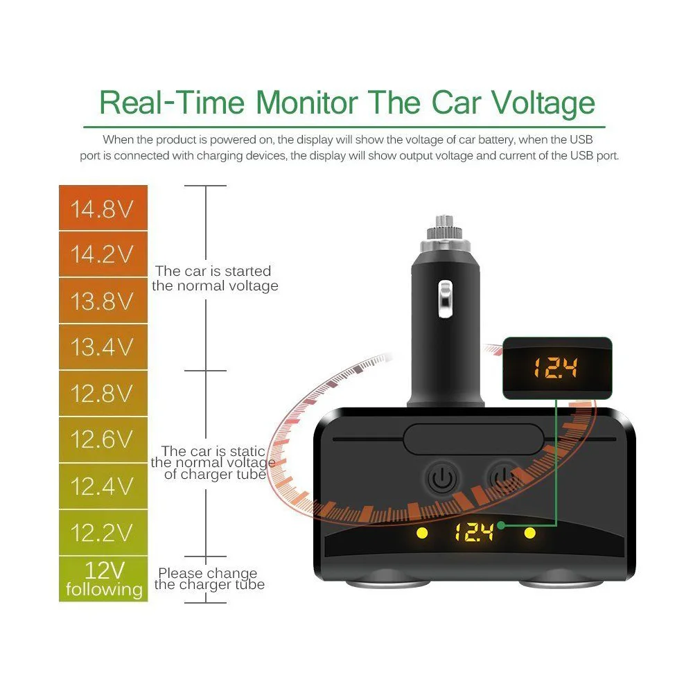 DC-12V-Car-Cigarette-Lighter-Adapter-2-Way-Double-Plug-Socket-Charger-Splitter F