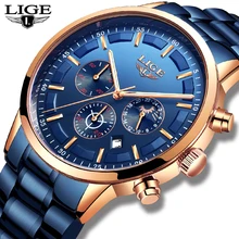 LIGE новые модные мужские s часы лучший бренд класса люкс из нержавеющей стали водонепроницаемый спортивный хронограф кварцевые часы мужские Relogio Masculino