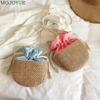 

Women Fashion Straw Bags Ladies Shoulder Classic Elegant Drawstring Woven Crossbody Shoulder Bag Vacation Beach Purse