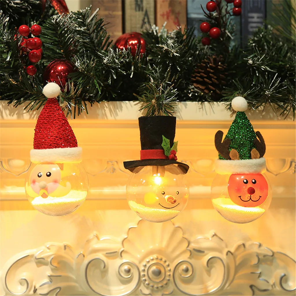 

Christmas Decorations LED Lighted Bubble Granule Christmas Ball Cartoon Creative Xmas Tree Ornament 2020 New Year Hangs #S