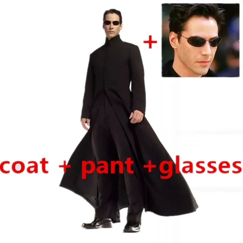 Черный костюм для косплея Matrix тренчкот Нео только пальто косплей на Хэллоуин