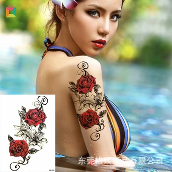 

BeautyBigBang Red Rose Fashion Temporary Body Arts Flash Waterproof Tattoo Stickers
