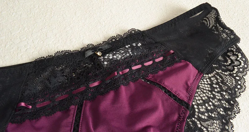 Новое поступление черное кружевное фиолетовое микрофибровое сексуальное кружевное нижнее белье Танга во французском стиле