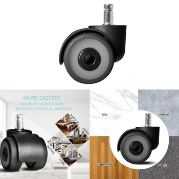 

5Pc Universal Mute Caster 2 Inch Replacement Office Chair Swivel Rubber Rollers Wheels For Furniture Hardware
