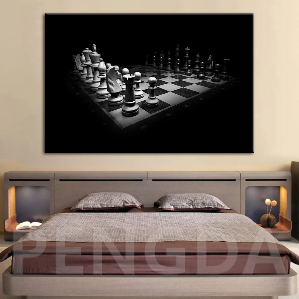 

HD Printed Wall Art Canvas Picture Home Decor Black White Living Roo Bullets Chess Game Painting Modular Framed Abstract Posters