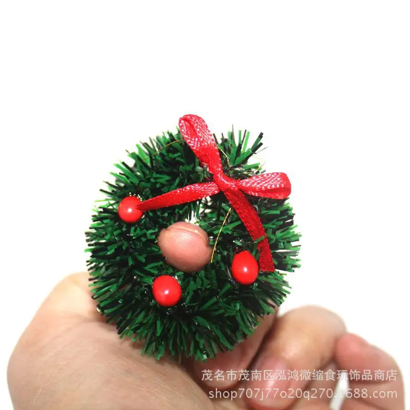 

Doll House Accessories Dollhouse Japanese Korean Scene Model Christmas Atmosphere Pendant Bow Small Christmas Circle