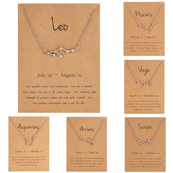 12 Horoscope Zodiac Sign Gold Pendant Necklace Aries Leo 12 Constellations Jewelry Leo Aquarius Scorpio Capricorn Christmas Gift
