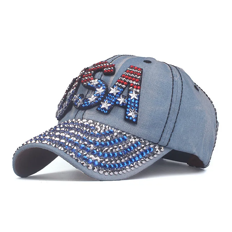 Xthree американский флаг США бейсболка для мужчин Snapback шляпа Женская буква из стразов бейсболка джинсовая Bone Trucker Gorras