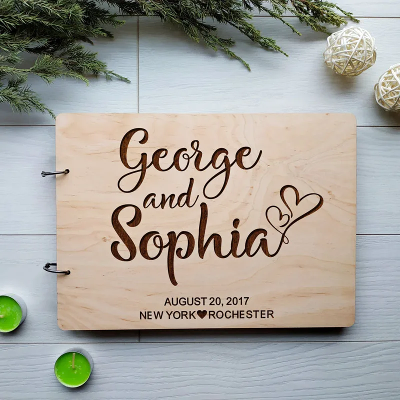 Wedding Guestbook Custom Guest Book Wooden Wedding Book Engraved Wedding Album Memory Rustic Guest Book Personalized Engagement Gift Ideas