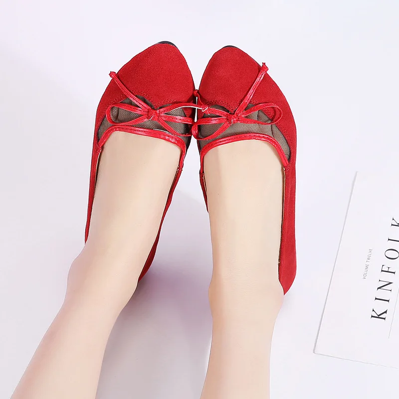 

2019 Spring Summer New Style Flat Heel Pointed Toe Flat Top Shoes Sweet Gauze Small Leather Shoes Bow Shallow Mouth Single Shoes