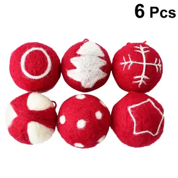 

6pcs Xmas Decoration 6cm Wool Ball Durable Decorative Hanging Ornaments Pendants for Window Ceiling Christmas Tree