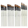 6 pcs/set Two-tone Nylon hair brush Pearl white wood pole for oil paint for hair Watercolor brush for beginners Art paint brush ► Photo 2/6