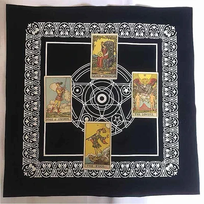 Кольцо богини фазы Луны Таро Luen Rune Tarot Волшебная церемония ткань пятиконечная звезда Таро ткань бархат скатерть Таро - Цвет: tarot colth 49x49cm
