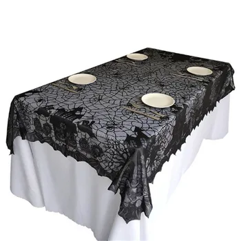 

Halloween Tablecloth Black Spider Web Lace Skull Pumpkin Decoration Table Runner Cloth Kitchen Event Party Decoration Supplies
